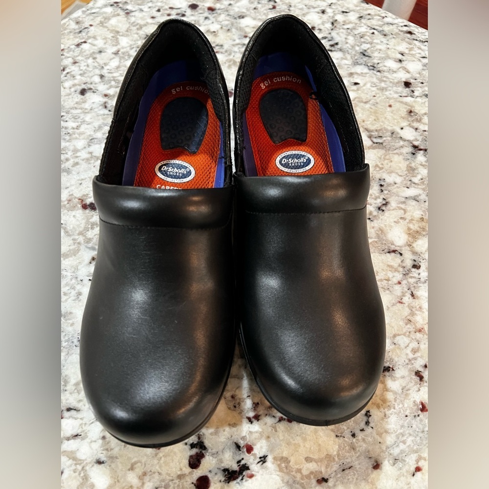 Dr. Scholls Slip Resistant Black Leather Career Clogs Size 7.5 - Picture 3 of 10